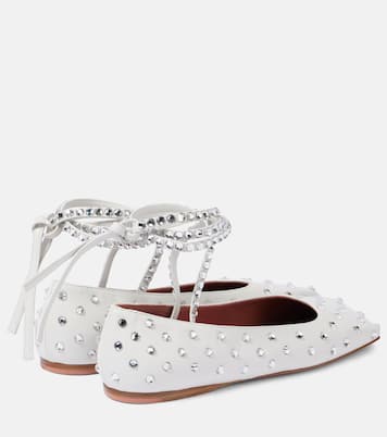 Ane crystal-embellished leather flats | Amina Muaddi