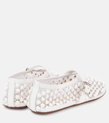 Studded leather-trimmed mesh ballet flats | Alaïa