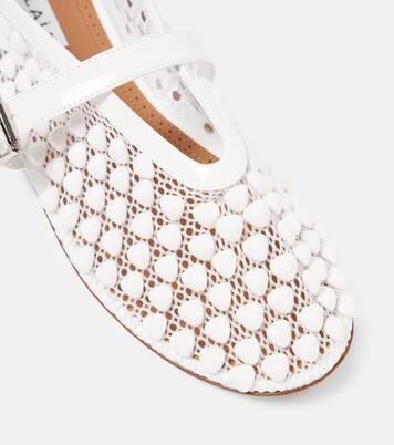 Studded leather-trimmed mesh ballet flats | Alaïa