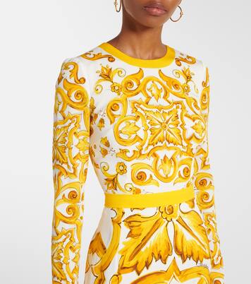 Robe midi Majolica en soie mélangée | Dolce&Gabbana