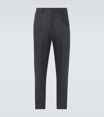 Pantalones rectos plisados de lana virgen | Brunello Cucinelli