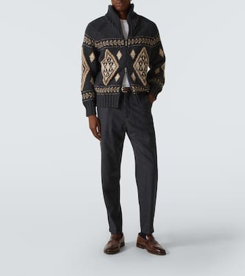 Pantalones rectos plisados de lana virgen | Brunello Cucinelli