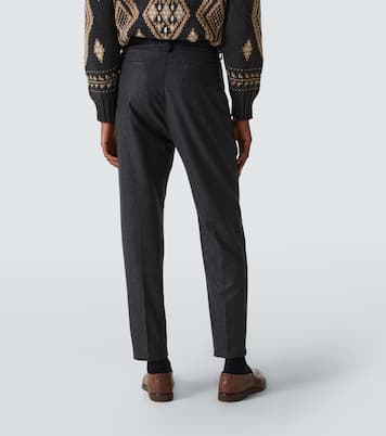 Pantalones rectos plisados de lana virgen | Brunello Cucinelli