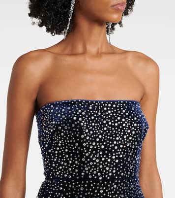 Abito midi in velluto con cristalli | Alex Perry