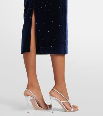 Abito midi in velluto con cristalli | Alex Perry