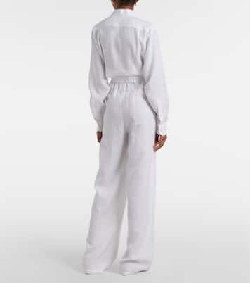 Weite High-Rise-Hose Valerio aus Leinen | Loro Piana