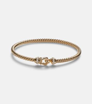 Buckle Cablespira® 18kt gold bangle with diamonds | David Yurman