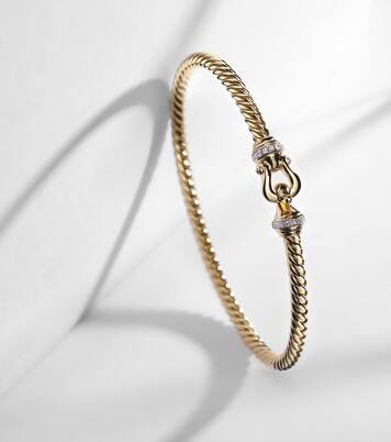 Buckle Cablespira® 18kt gold bangle with diamonds | David Yurman