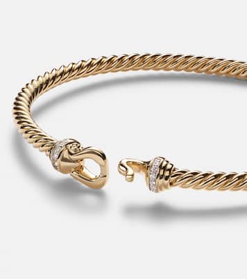 Buckle Cablespira® 18kt gold bangle with diamonds | David Yurman