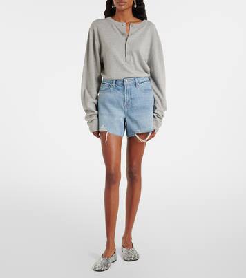 Monroe distressed denim shorts | 7 For All Mankind