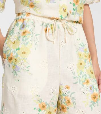 Pantalon ample Juliette en lin à fleurs | Alémais