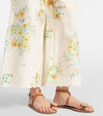 Pantalon ample Juliette en lin à fleurs | Alémais