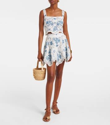 Top cropped Luciana Gloriosa in lino con ricamo | Agua by Agua Bendita