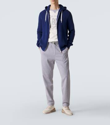 Ribbed-knit cotton zip-up hoodie | Brunello Cucinelli