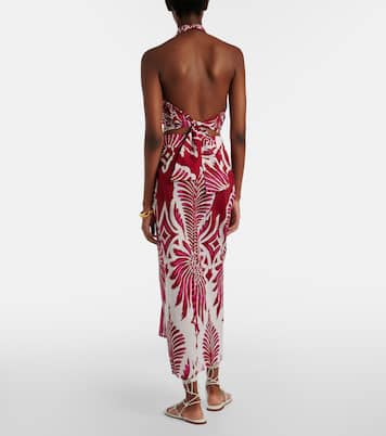 Uma floral gathered cotton midi skirt | Poupette St Barth