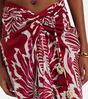 Uma floral gathered cotton midi skirt | Poupette St Barth