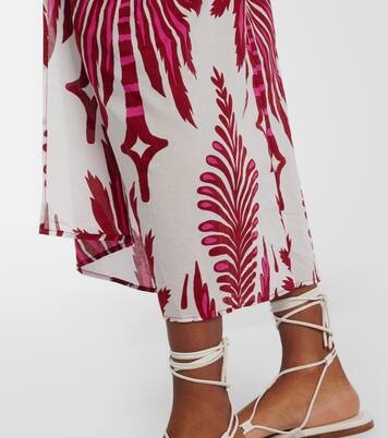 Uma floral gathered cotton midi skirt | Poupette St Barth