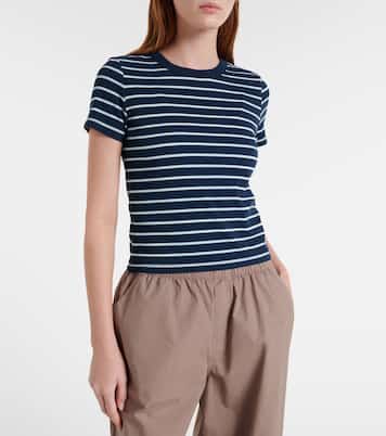 Brenda striped cotton-blend T-shirt | Velvet