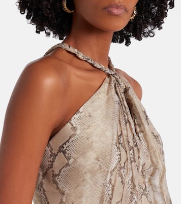 Snake-print silk chiffon halterneck maxi dress | Elie Saab