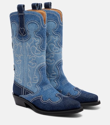 Denim cowboy boots | Ganni