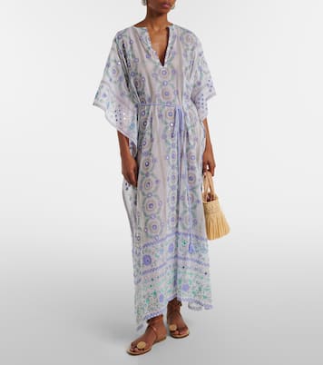 Caftán de algodón floral adornado | Juliet Dunn
