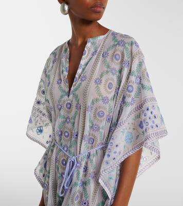 Caftán de algodón floral adornado | Juliet Dunn