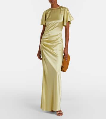 Huntleigh褶饰真丝混纺缎布长礼服 | Veronica Beard