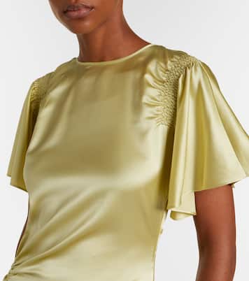 Huntleigh褶饰真丝混纺缎布长礼服 | Veronica Beard