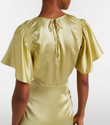 Huntleigh褶饰真丝混纺缎布长礼服 | Veronica Beard