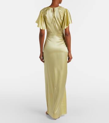 Huntleigh褶饰真丝混纺缎布长礼服 | Veronica Beard