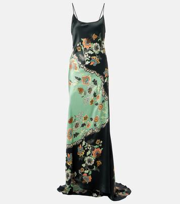 Floral silk satin gown  | Roberto Cavalli
