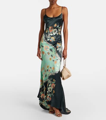 Floral silk satin gown  | Roberto Cavalli