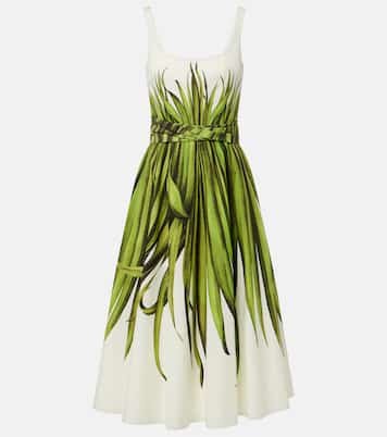 Printed cotton-blend poplin midi dress | Oscar de la Renta