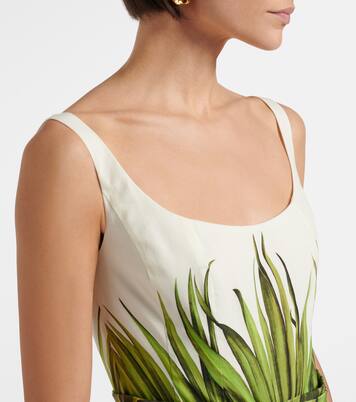 Printed cotton-blend poplin midi dress | Oscar de la Renta