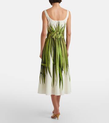 Printed cotton-blend poplin midi dress | Oscar de la Renta