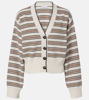 Striped cotton-blend cardigan | Brunello Cucinelli