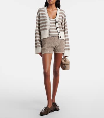 Striped cotton-blend cardigan | Brunello Cucinelli