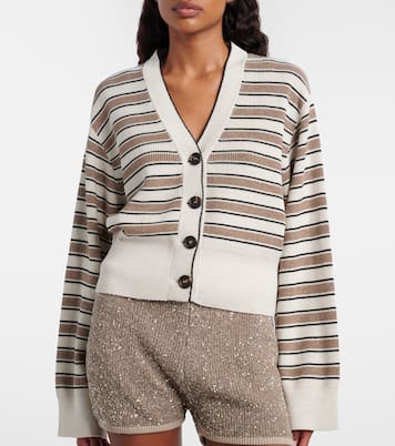 Striped cotton-blend cardigan | Brunello Cucinelli
