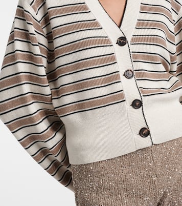 Striped cotton-blend cardigan | Brunello Cucinelli