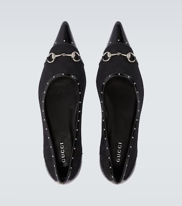 Ballerines Horsebit en toile GG à clous | Gucci