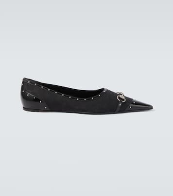 Ballerines Horsebit en toile GG à clous | Gucci