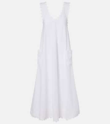Embroidered scalloped cotton poplin midi dress | Juliet Dunn