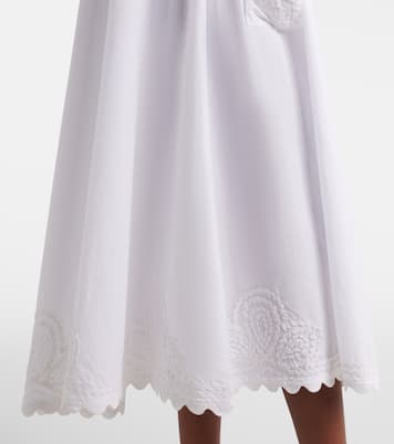 Embroidered scalloped cotton poplin midi dress | Juliet Dunn