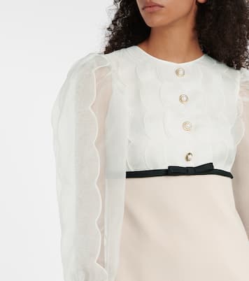 Robe en crêpe de soie et laine à ornements | Miu Miu