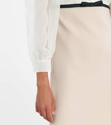 Robe en crêpe de soie et laine à ornements | Miu Miu