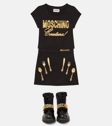 Logo cotton-blend T-shirt | Moschino Kids