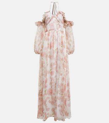 Robe longue en soie à fleurs | Giambattista Valli