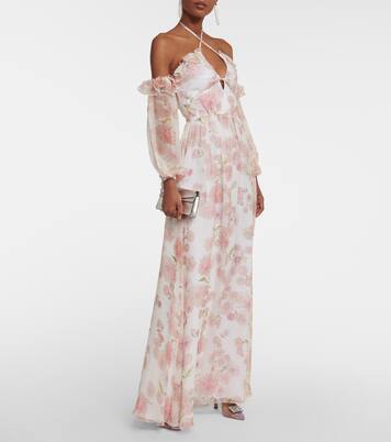 Robe longue en soie à fleurs | Giambattista Valli