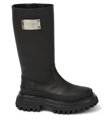 Leather-trimmed knee-high boots | Dolce&Gabbana Kids