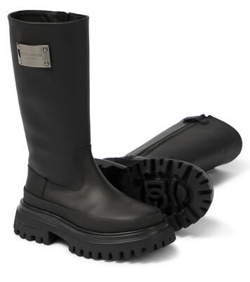 Leather-trimmed knee-high boots | Dolce&Gabbana Kids